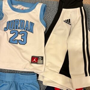 Baby Boy 12M Nike Jordan Adidas Outfit Set Blue White Shorts Tank Bundle